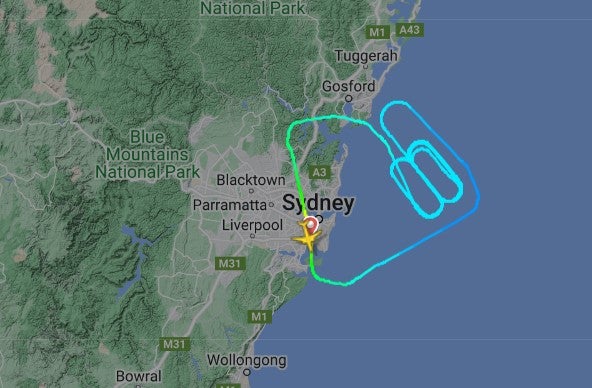 Passengers sat for two hours as the plane circled close to Sydney