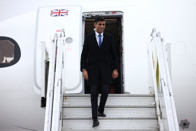 <p>Prime Minister Rishi Sunak has come under fire for taking private domestic flights when he could instead take the train</p>