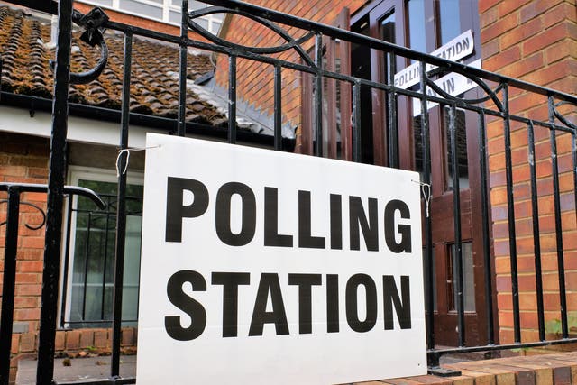<p>A polling station in Chorleywood, Hertfordshire</p>