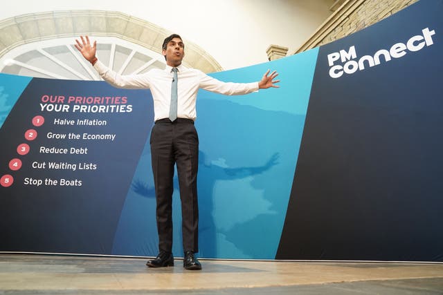 Rishi Sunak speaks during a Q&A session at The Platform in Morecambe (Owen Humphreys/PA)