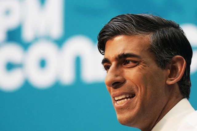 <p>Rishi Sunak speaking at a Q&A session in Morecambe on Thursday </p>