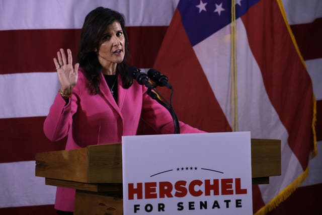 <p>Nikki Haley campaigns in Georgia for Senate candidate Herschel Walker</p>