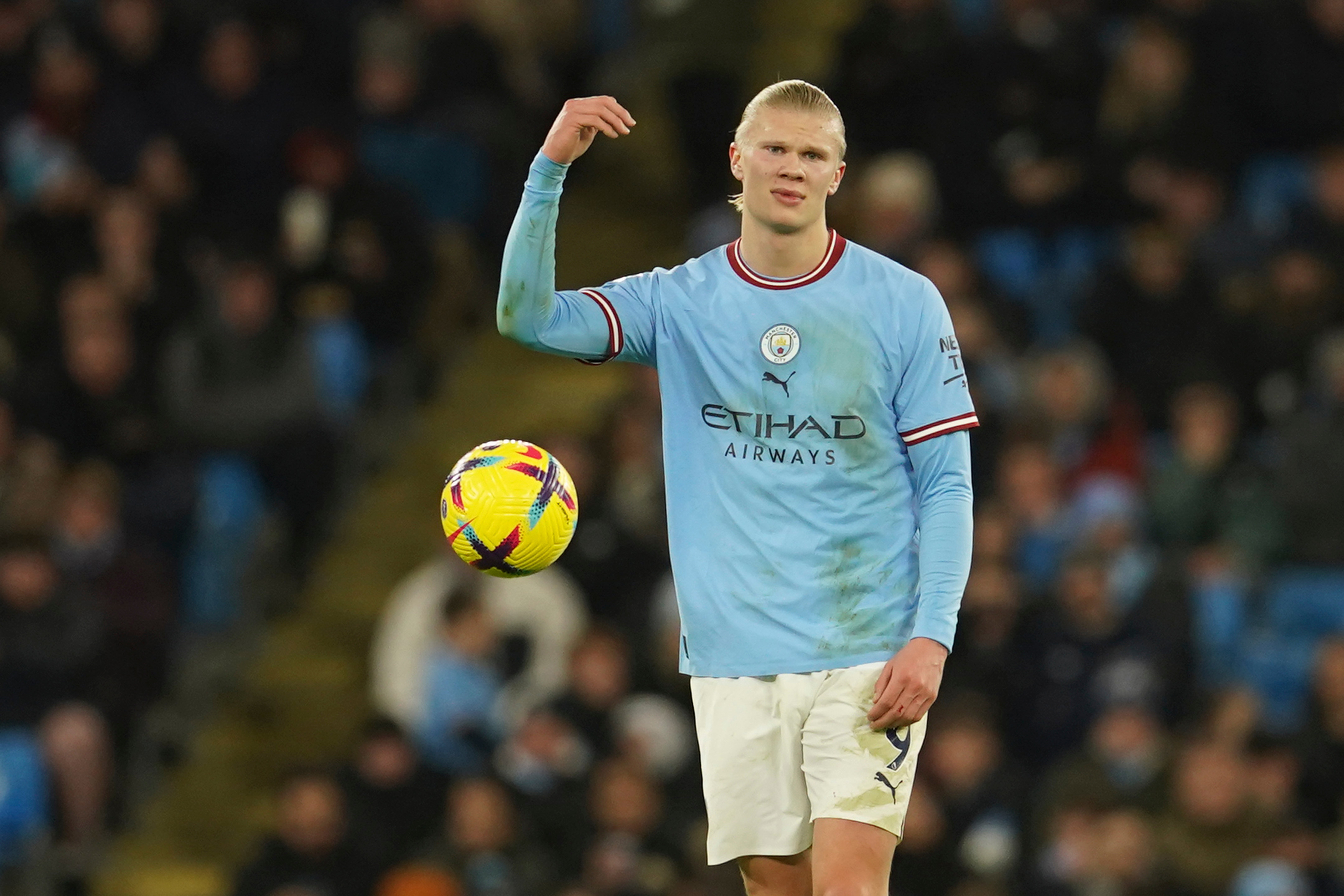 Erling Haaland reacts as City toil against Spurs