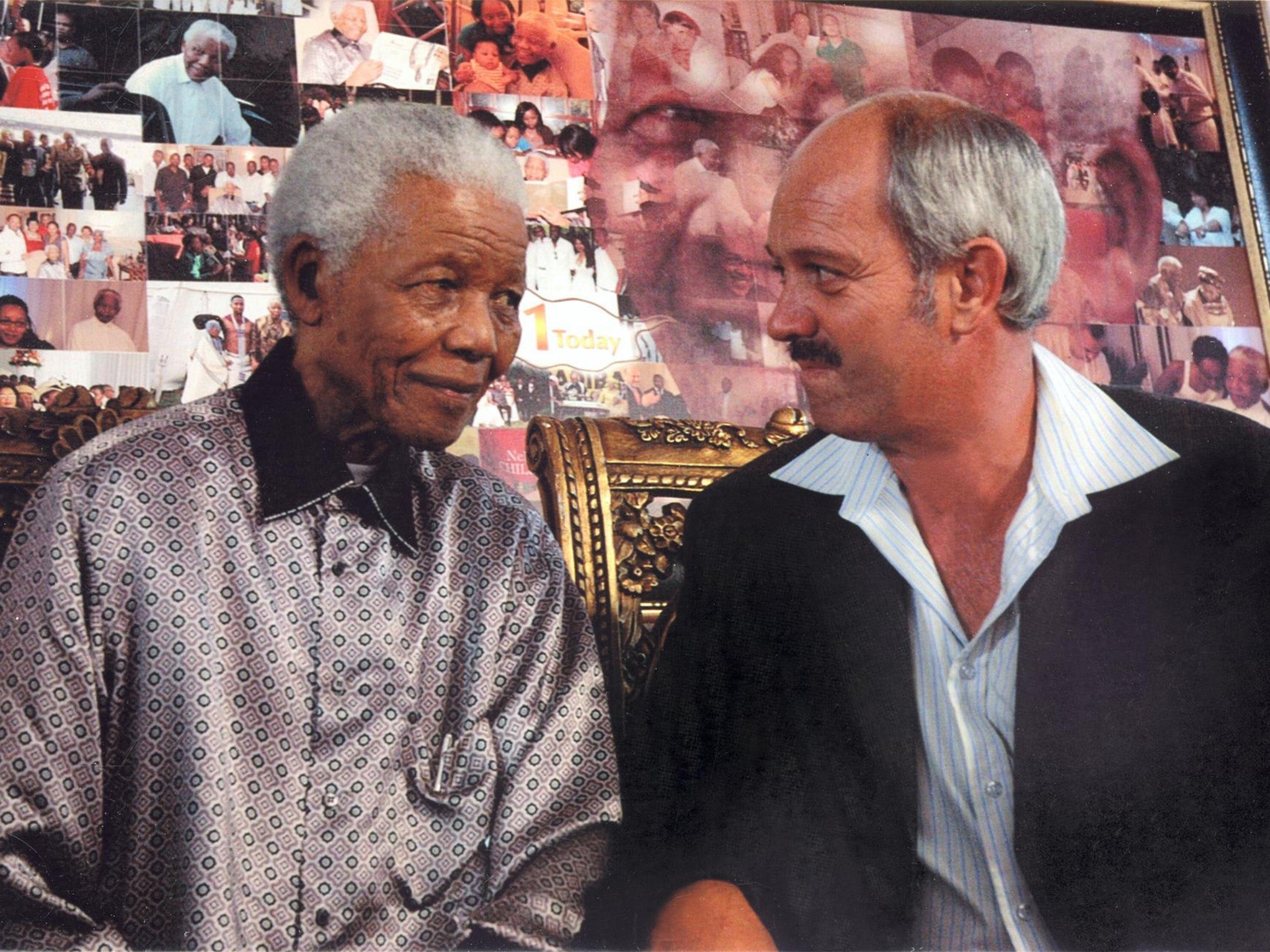 <p>Nelson Mandela with Christo Brand, his prison guard and friend </p>