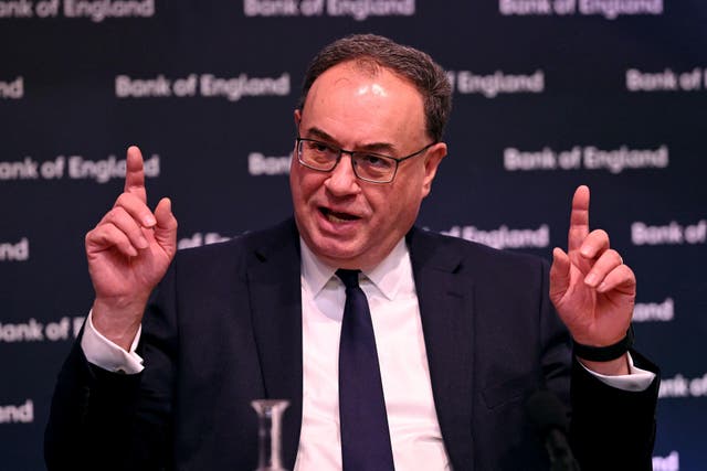 The Governor of the Bank of England says inflation is likely to fall ‘quite rapidly’ starting in the late spring as he indicated ‘a corner has been turned’ (Leon Neal/PA)