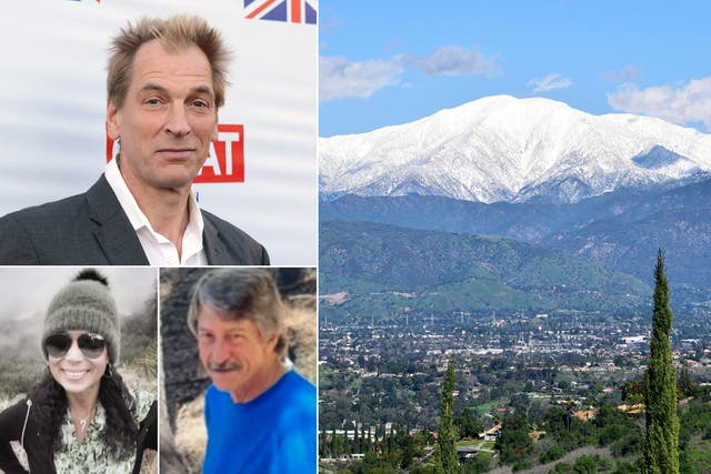 <p>From top, clockwise: The British actor Julian Sands who has been missing for several days after hiking on Mount Baldy, right. Jeffrey Morton and Crystal Paula Gonzalez recently died while hiking during California’s severe storms </p>