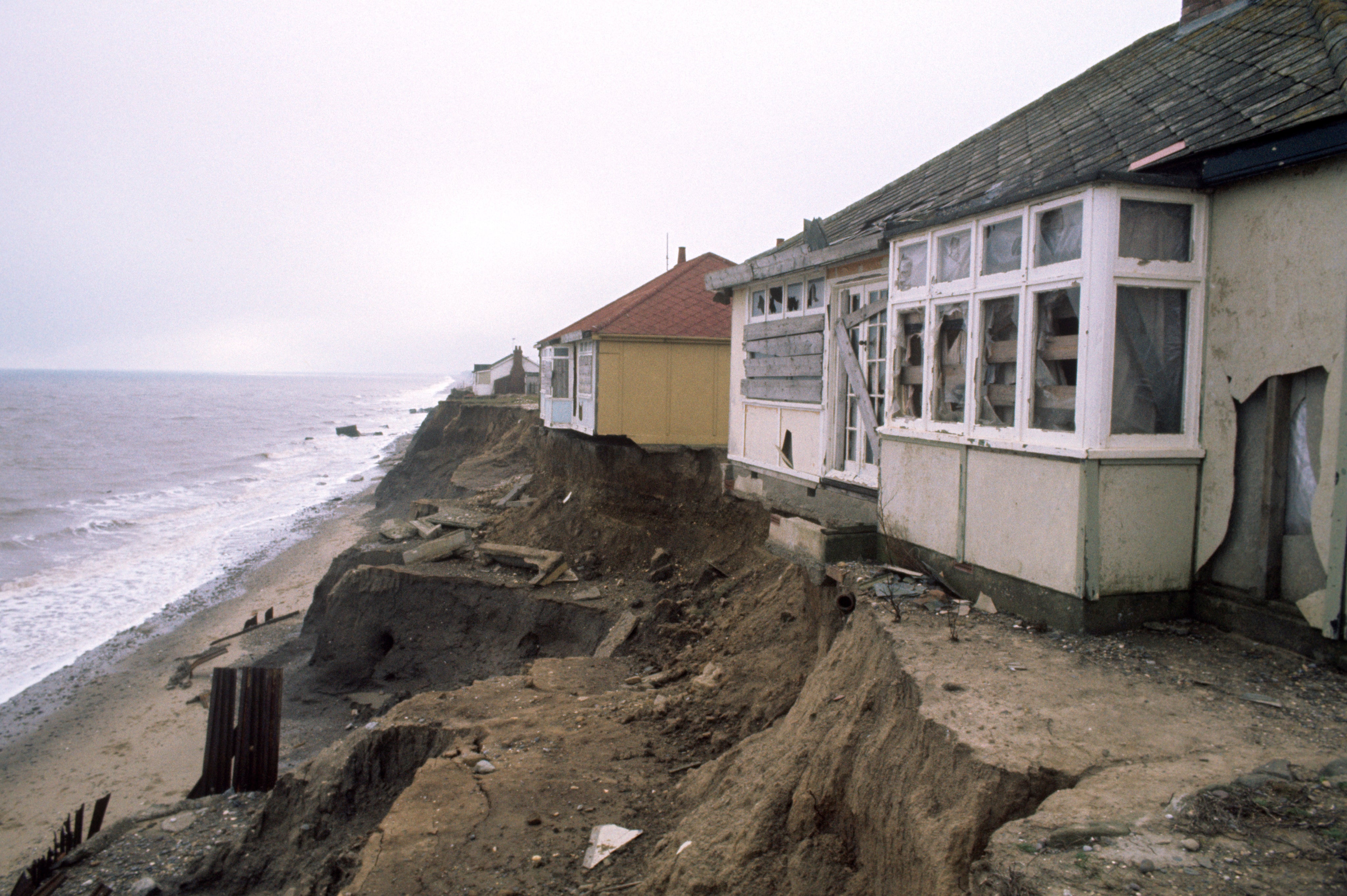 Deserted bungalows at Skipsea in 1977