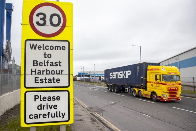 A haulage lorry at Belfast Port (Liam McBurney/PA)