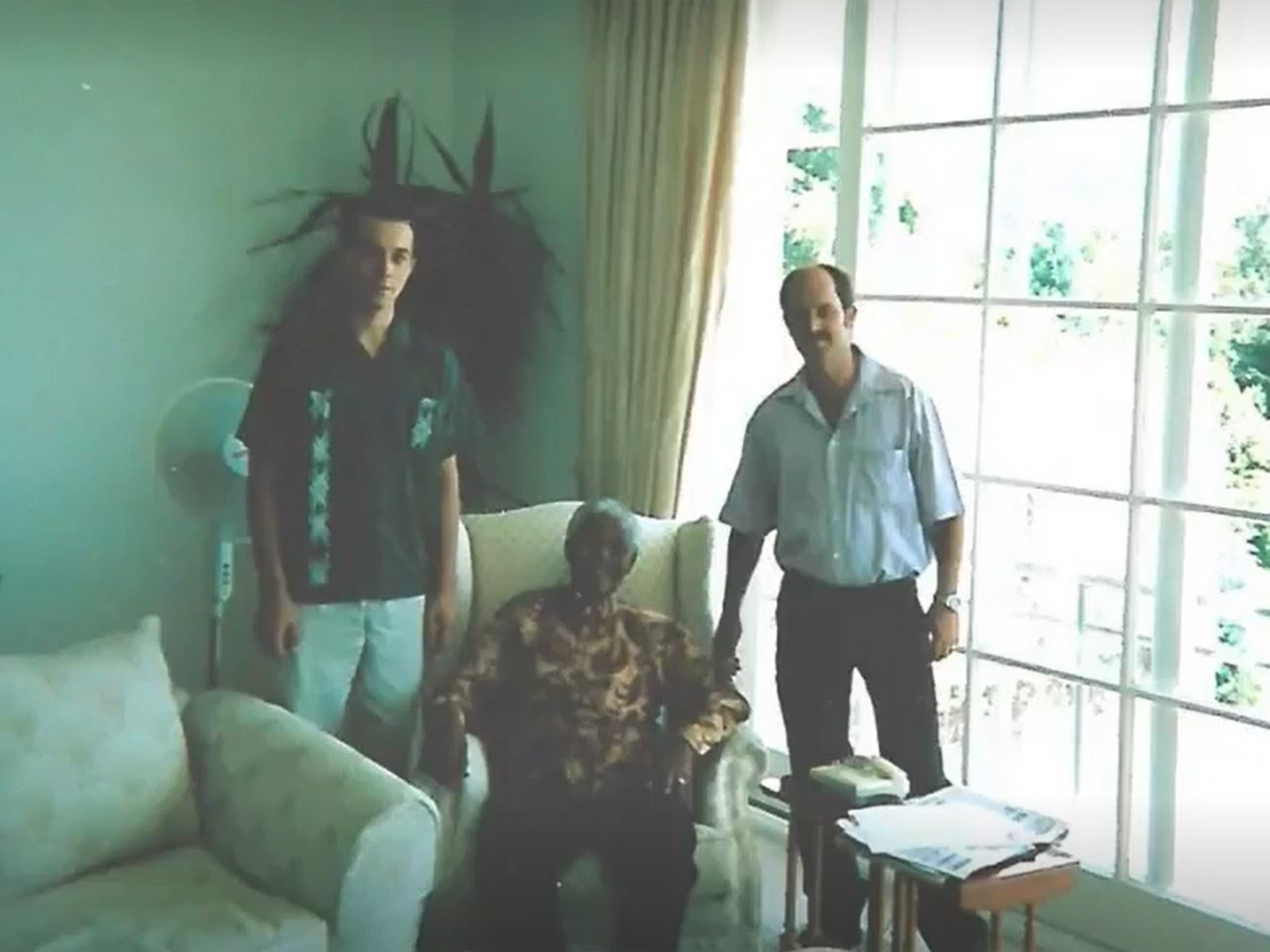 Brand (right) and son (Riaan) with President Mandela