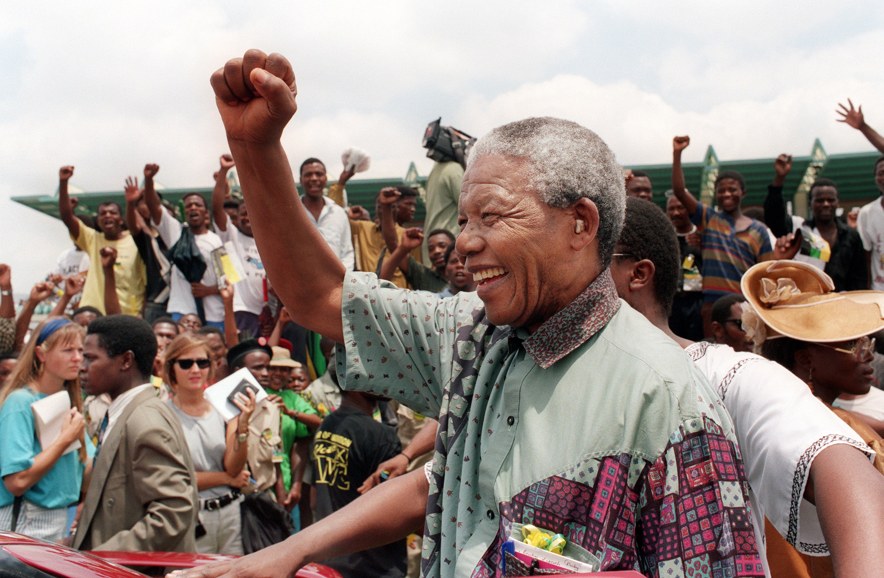 Mandela on the campaign trail in 1994 as he sought to become South Africa’s first black leader