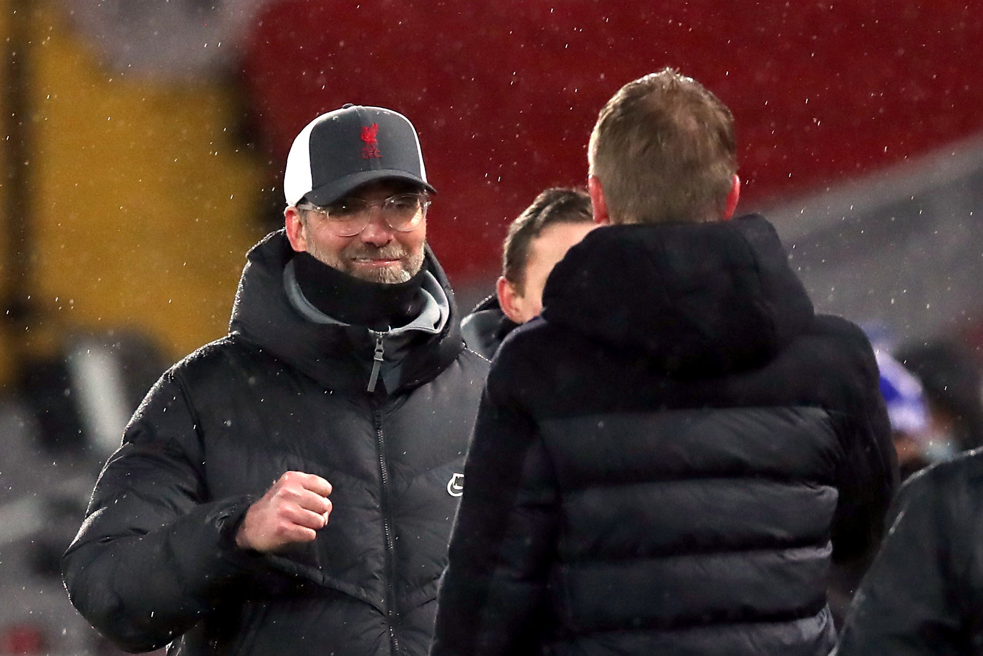 Jurgen Klopp (left) and Graham Potter meet again (Clive Brunskill/PA)