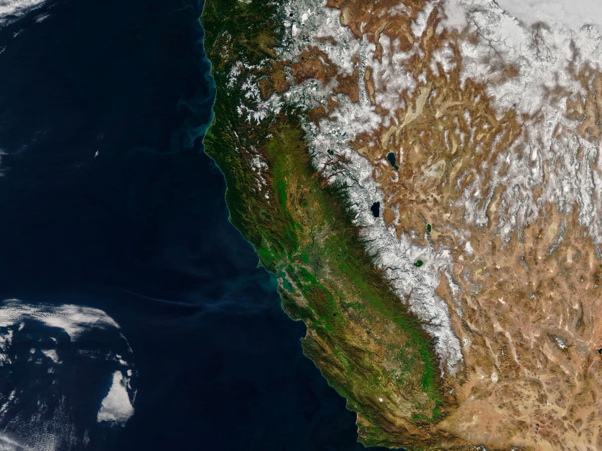 Nasa sees California flood water rushing to the ocean from space