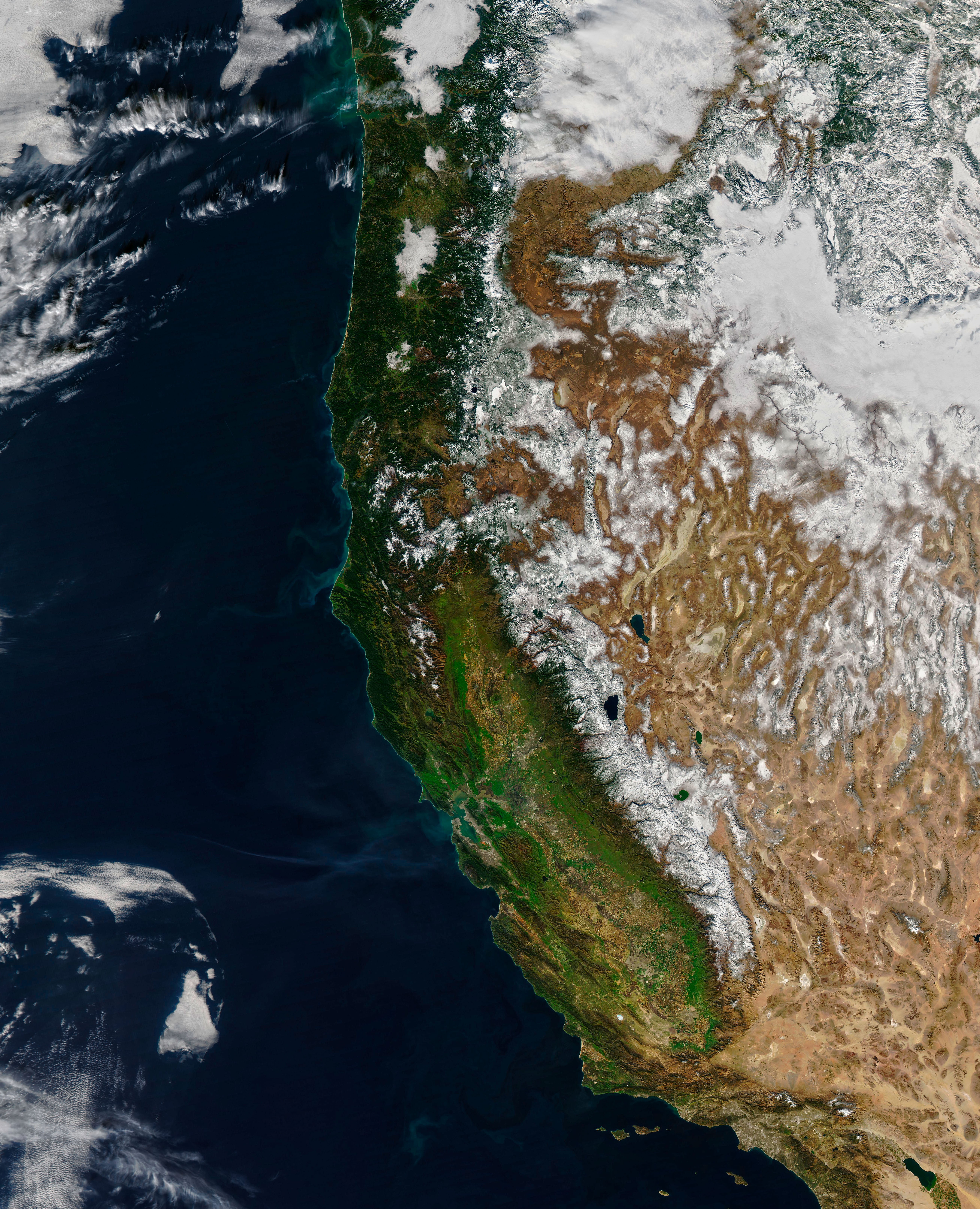 Satellite image of the California coastline on 23 January 2022