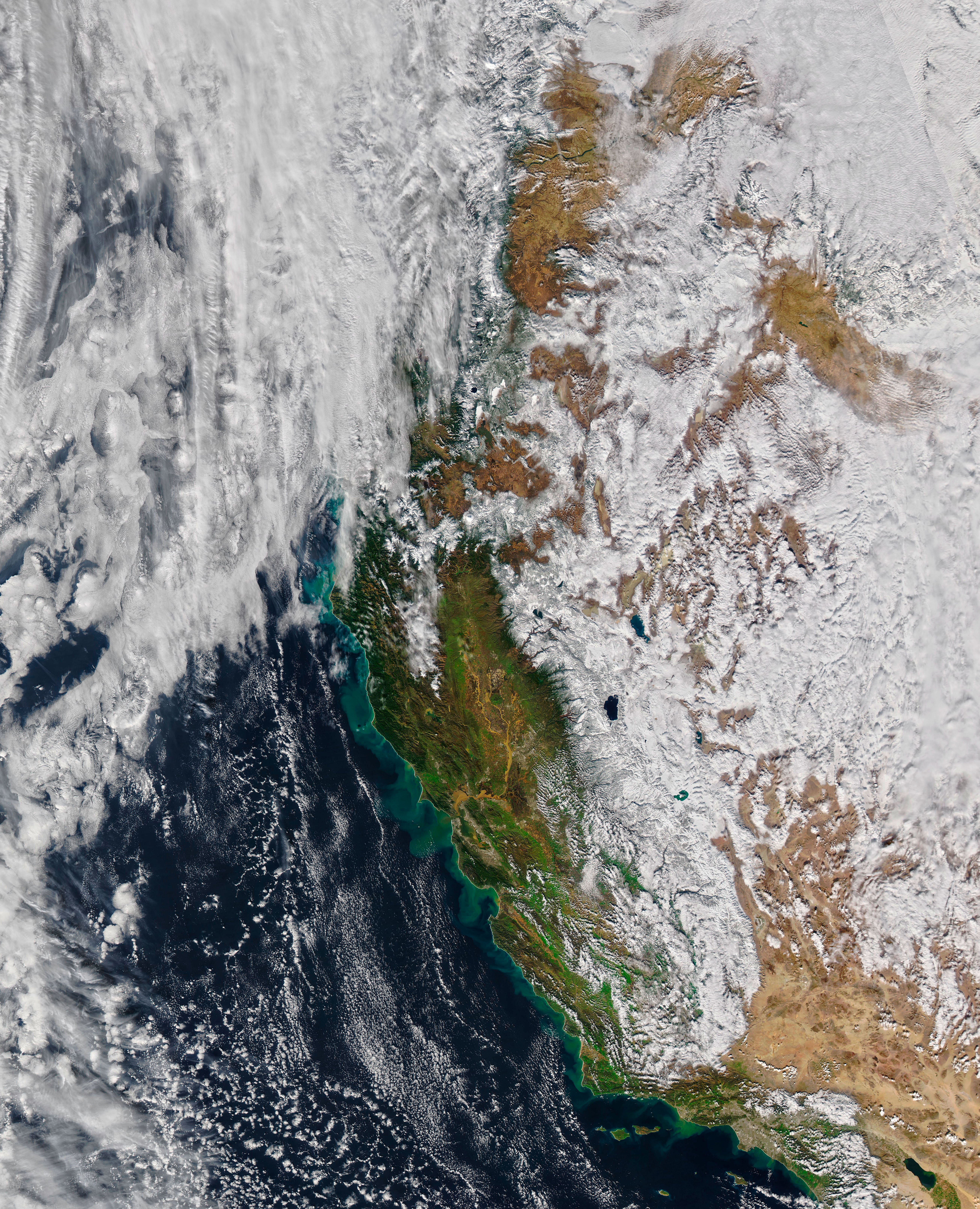 Satellite image of the California coastline on 17 January 2023