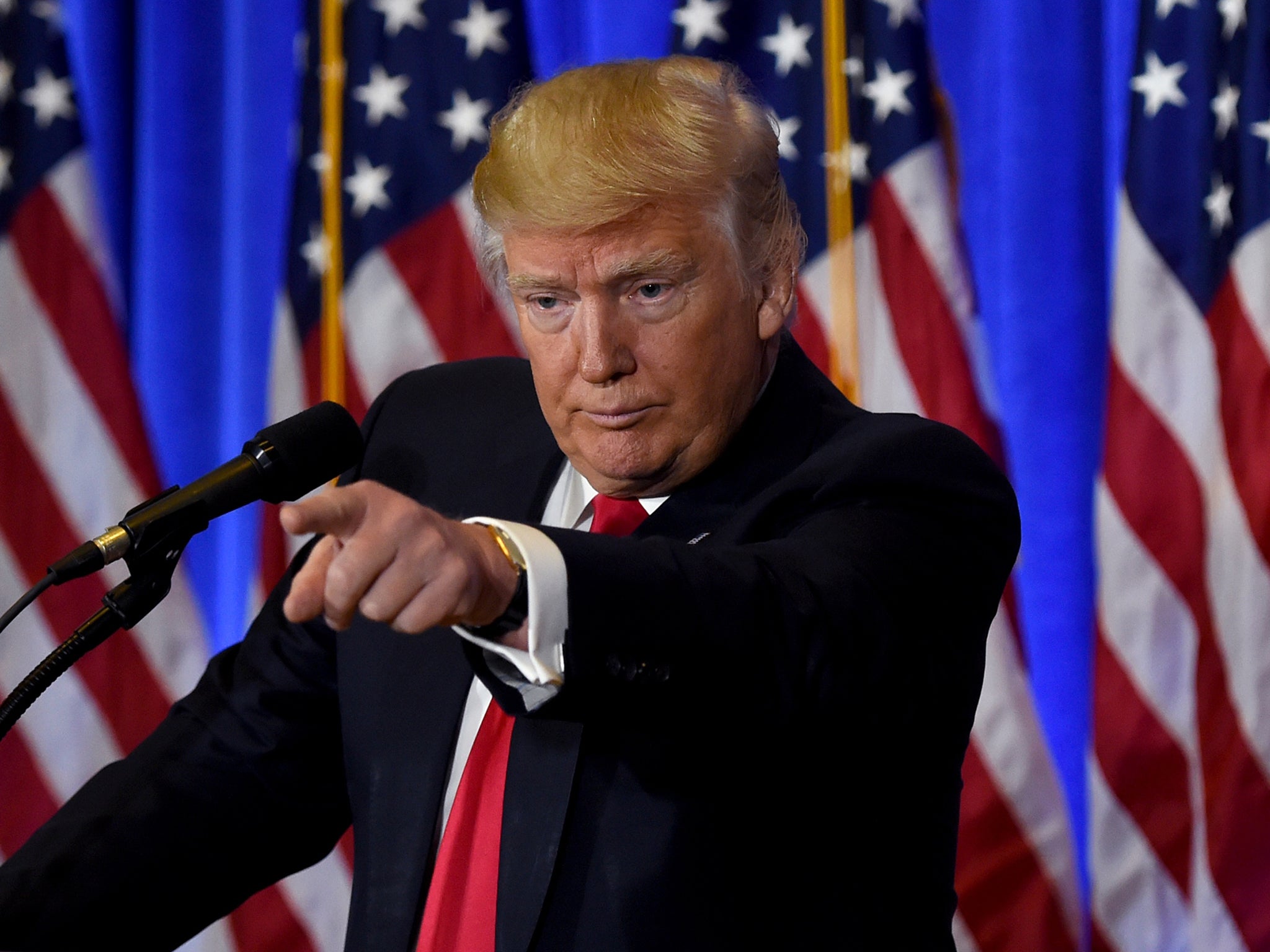 Trump at a press conference on January 11 2017, days before being sworn in