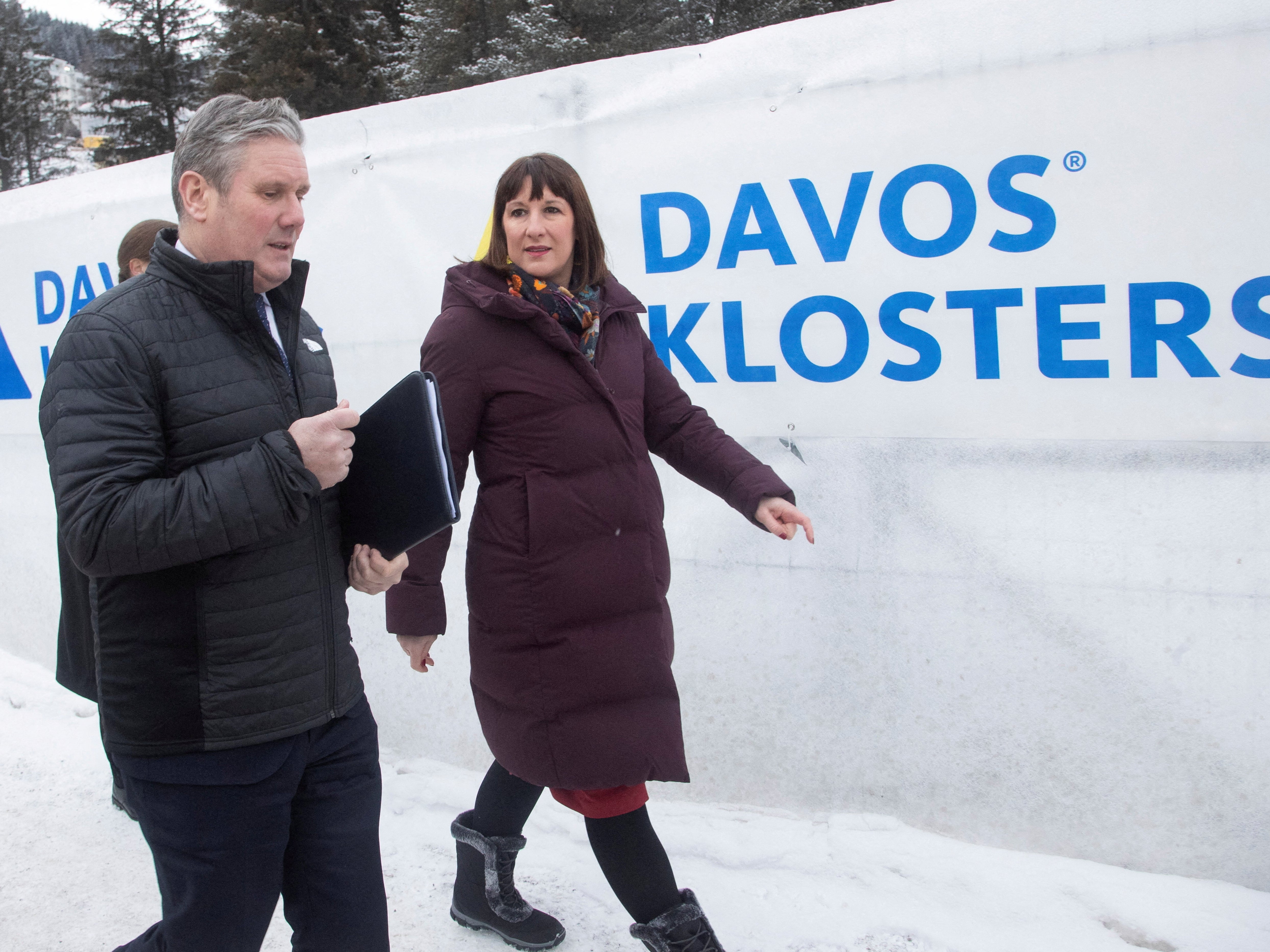 Keir Starmer and Rachel Reeves in the Alpine resort of Davos