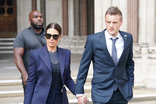 Rebekah and Jamie Vardy leaving the Royal Courts of Justice in London last summer. (Yui Mok/PA)