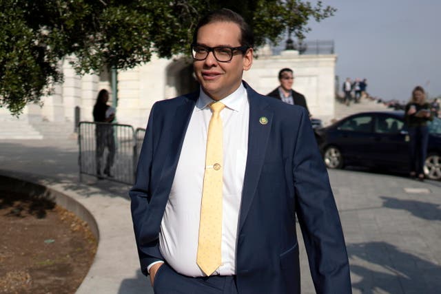 <p>Republican representative George Santos, currently under federal investigation, leaves Capitol Hill in Washington, DC on 12 January 2023</p>