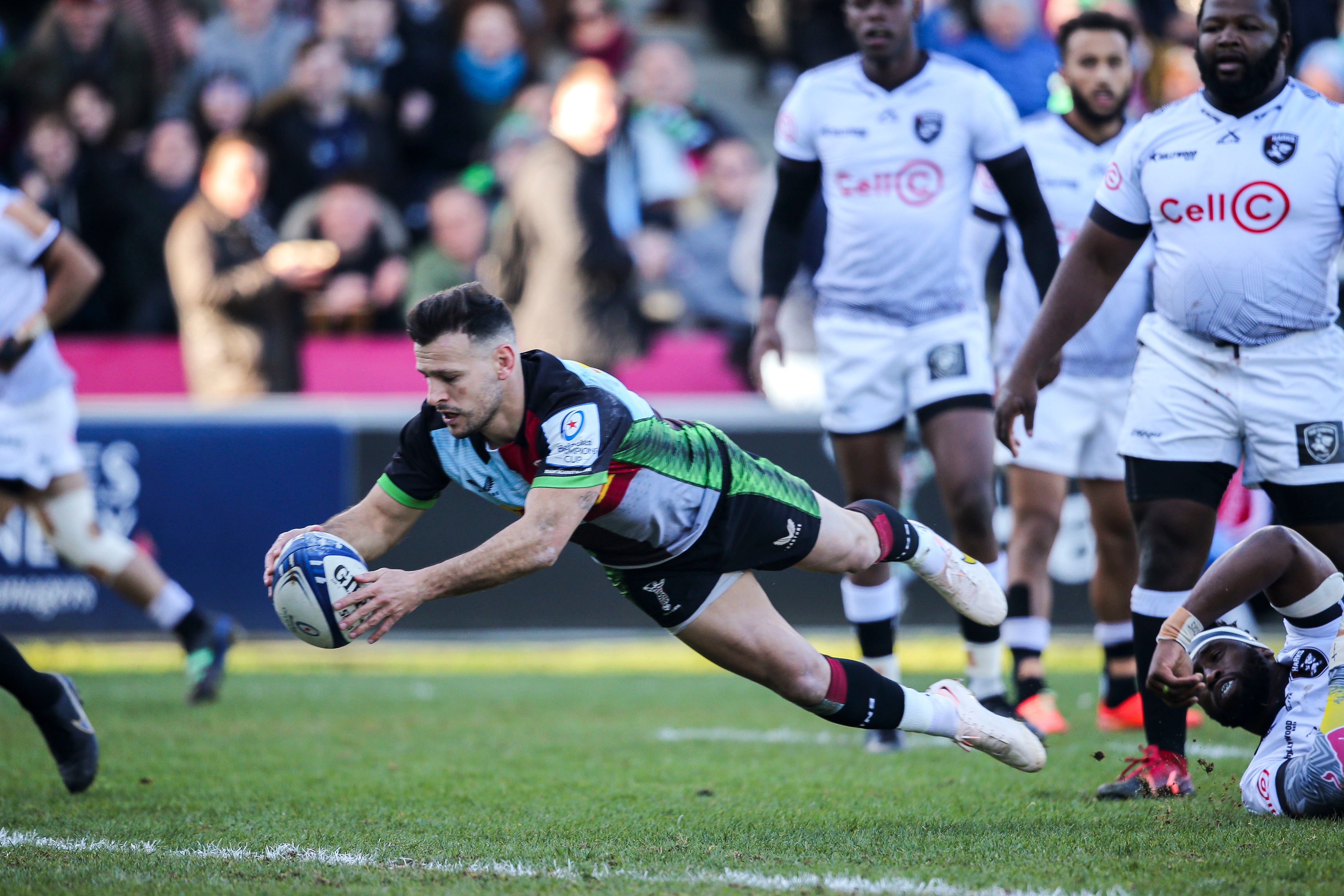 Care dived over for one of Quins’s tries