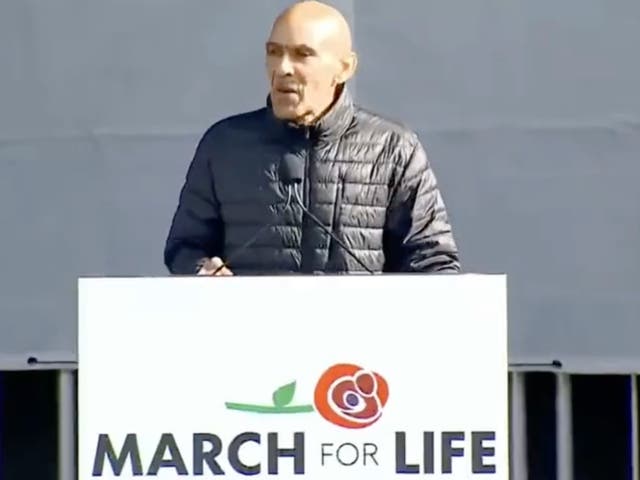 <p>Tony Dungy invokes Damar Hamlin in a speech against abortion at a March for Life rally</p>