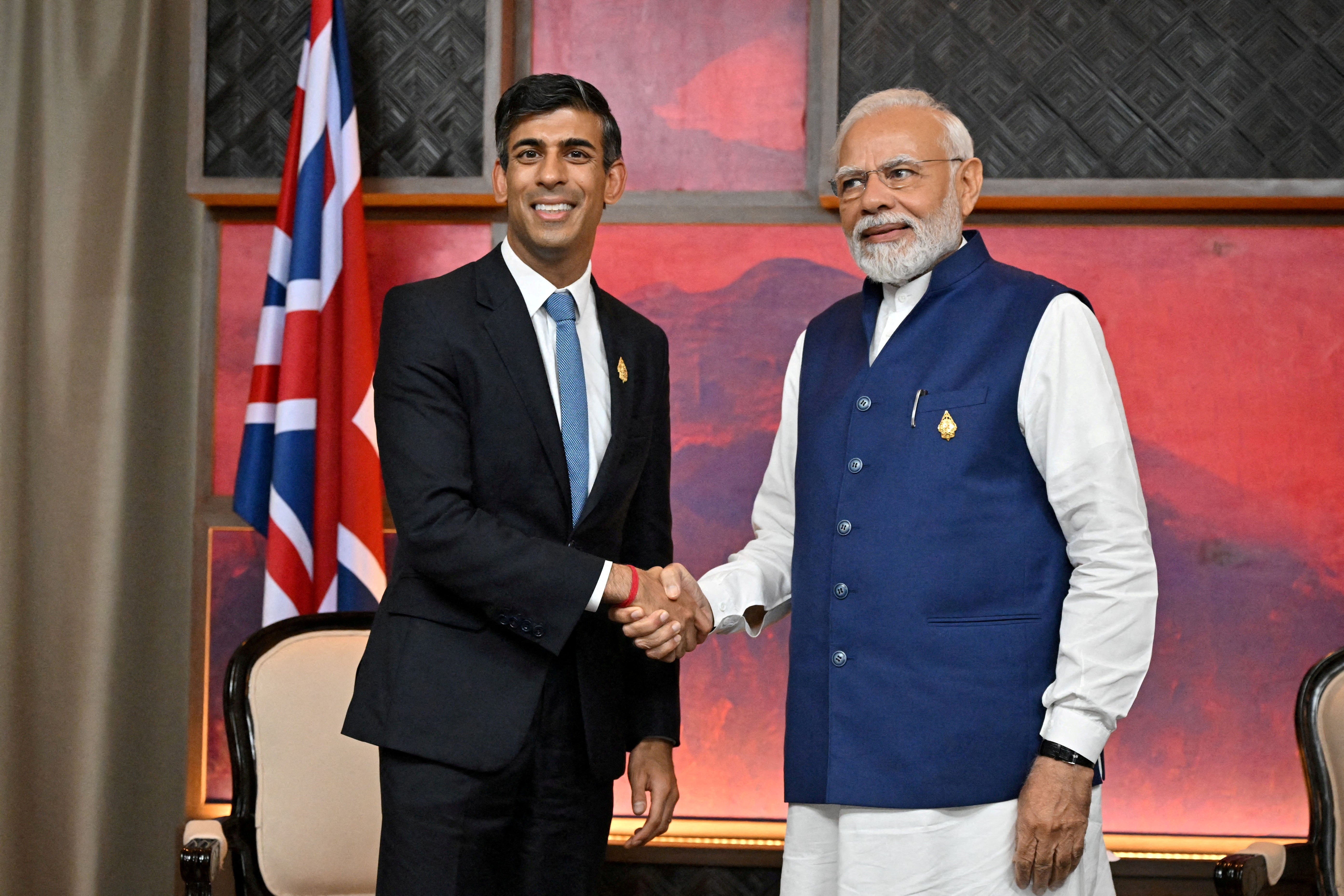 Rishi Sunak and Narendra Modi held brief talks at the G20 summit in Bali in November