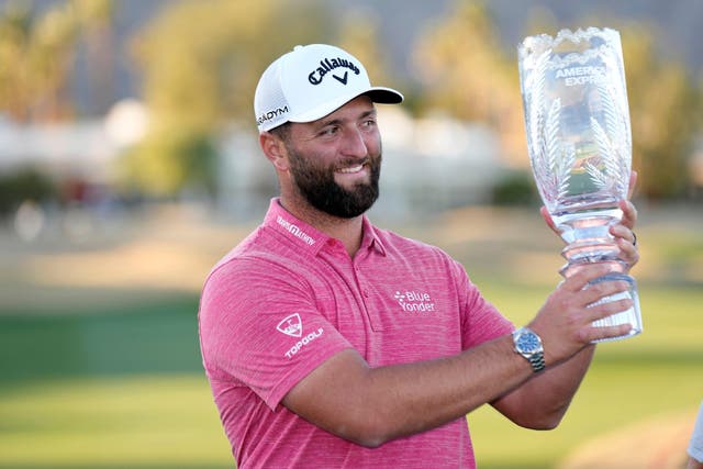 Jon Rahm held off rookie Davis Thompson to win his second PGA Tour title this year with The American Express in La Quinta, California (Mark J Terrill/AP)
