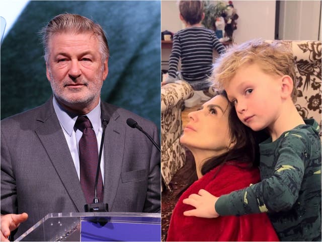 <p>Alec Baldwin posts photo of wife Hilaria and six-year-old son Leo in first social media post since facing manslaughter charges</p>