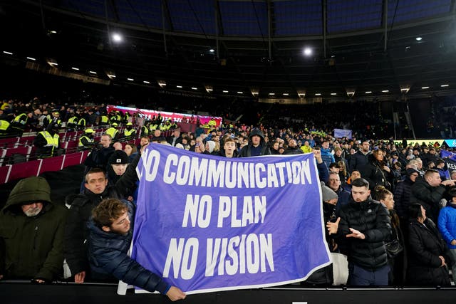 An Everton protest group have called on owner Farhad Moshiri to take decisive action following Frank Lampard’s departure (Zac Goodwin/PA)
