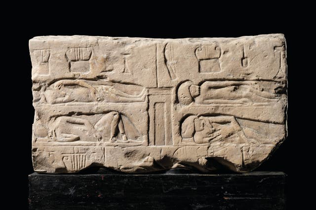An ancient Egyptian limestone relief depicting a group of sleeping female musicians is at risk of leaving the UK if a domestic buyer cannot be found (DCMS/PA)