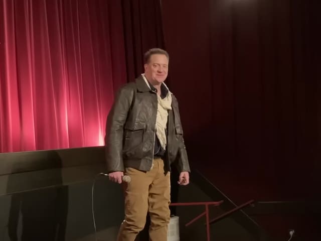 <p>Brendan Fraser at the Prince Charles Cinema in London</p>