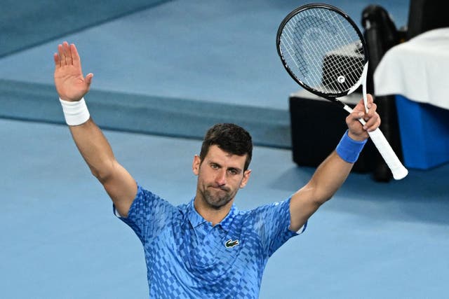 <p>Serbia's Novak Djokovic celebrates after victory against Australia's Alex De Minaur</p>