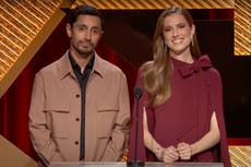 Riz Ahmed stifles laughter as he reads out My Year of Dicks Oscar nomination