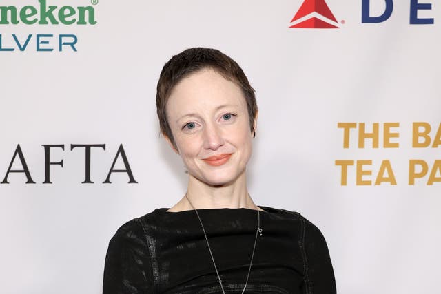 <p>Andrea Riseborough attends The BAFTA Tea Party presented by Delta Air Lines and Virgin Atlantic at Four Seasons Hotel Los Angeles at Beverly Hills on January 14, 2023 in Los Angeles, California. (Photo by Monica Schipper/Getty Images)</p>