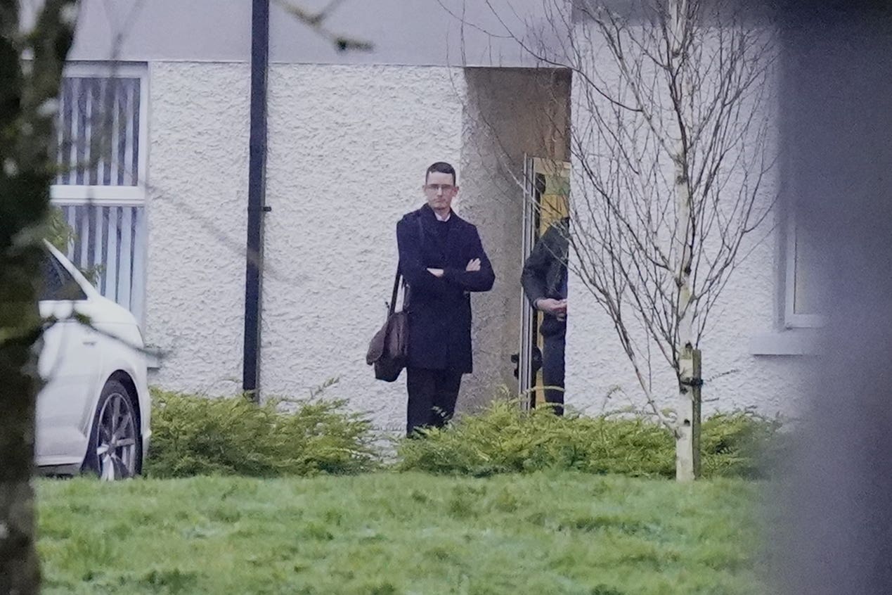 Enoch Burke outside Wilson’s Hospital School in Co Westmeath (PA)