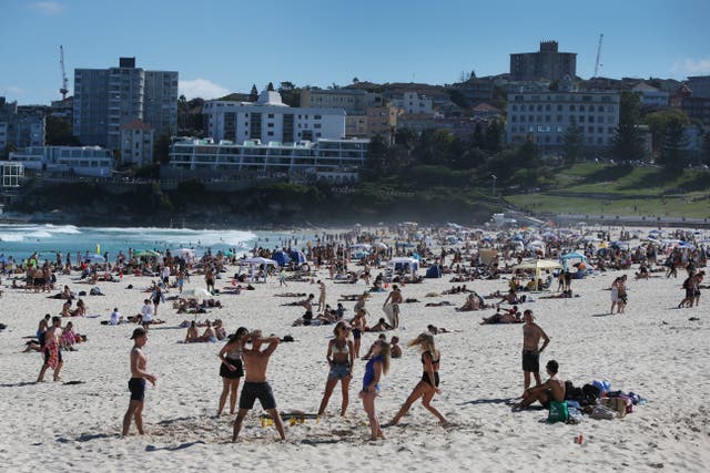 <p>File: Beachgoers enjoy warm weather on Australia Day at Bondi Beach on 26 January 2022 in Sydney, Australia</p>