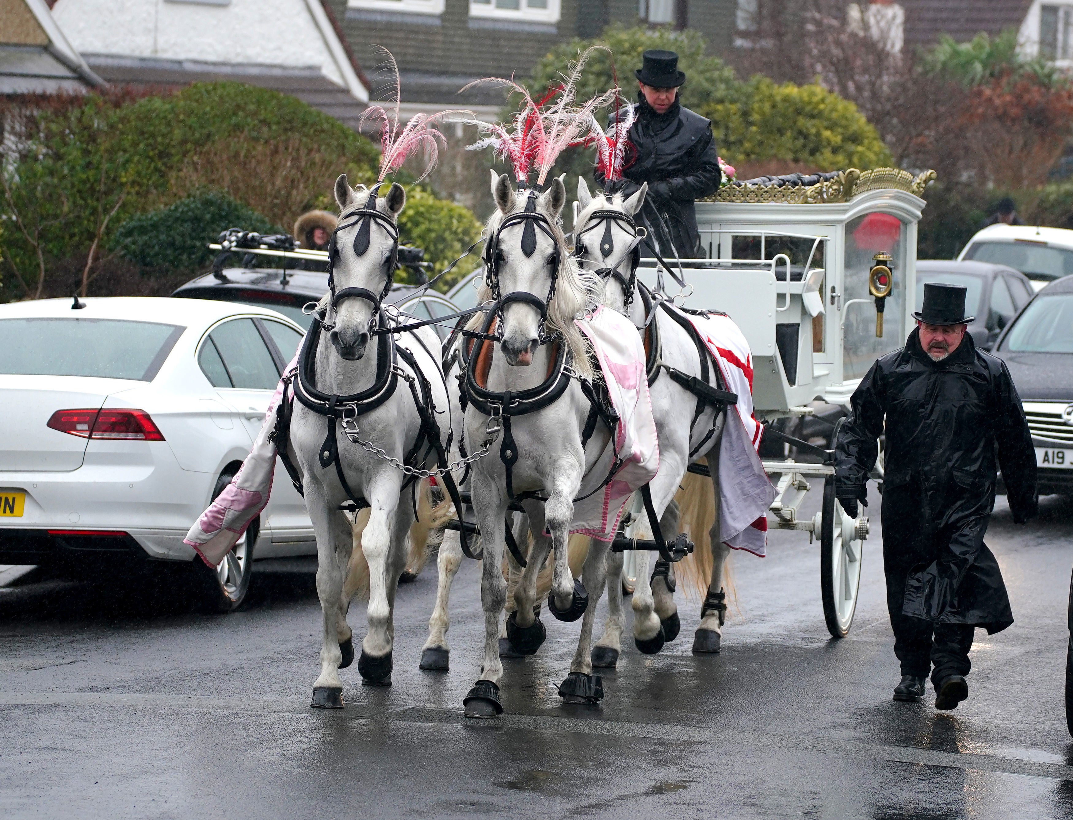 The funeral cortege for Ms Edwards arriving at St Nicholas's Church in Wallasey in January