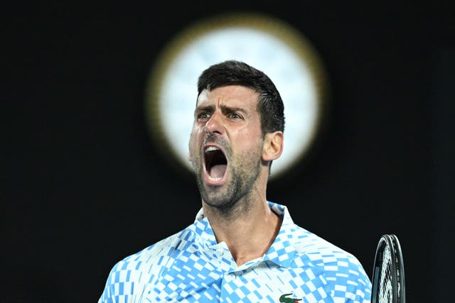 <p>Novak Djokovic of Serbia celebrates</p>