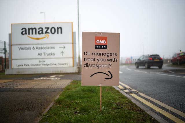 <p>GMB went on strike at the Amazon warehouse in Coventry on Wednesday </p>