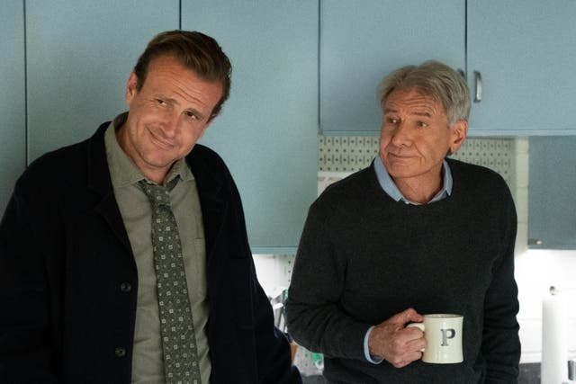 <p>Jason Segel as out-of-control therapist, Jimmy Laird, with Harrison Ford as his colleague, Dr Paul Rhodes, in Apple TV+’s new comedy ‘Shrinking’ </p>