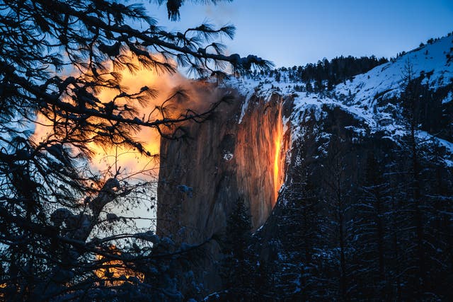<p>Horsetail Fall is located in Yosemite Valley </p>
