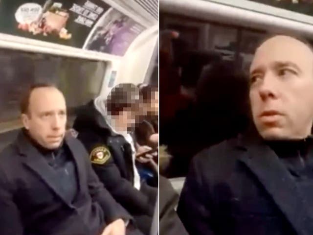 <p>Matt Hancock was approached on the London Underground, and the incident was caught on camera </p>