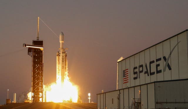 <p>	The SpaceX Falcon Heavy rocket is launched on classified mission USSF-67 for the U.S. Space Force at Cape Canaveral, Florida, U.S. January 15, 2023.</p>