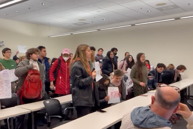 <p>Footage of the protest at Harvard University against professor John Comaroff was posted to Twitter</p>
