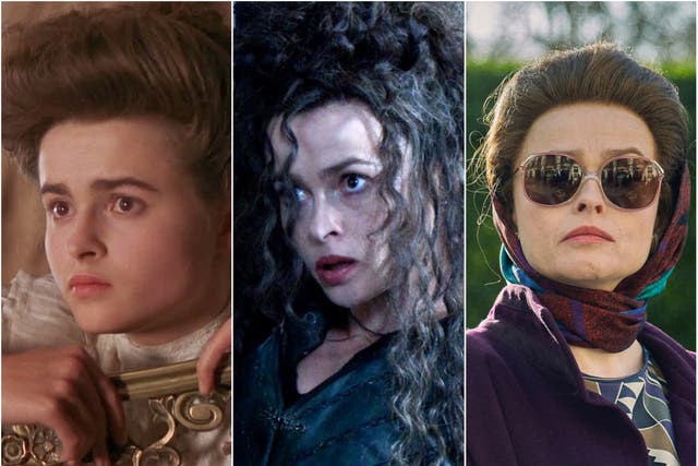<p>Helena Bonham Carter in (left to right) ‘A Room With a View’, Harry Potter, and ‘The Crown’</p>