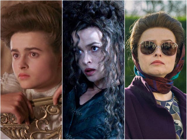 <p>Helena Bonham Carter in (left to right) ‘A Room With a View’, Harry Potter, and ‘The Crown’</p>