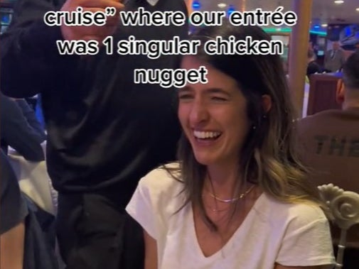 Allison’s group laughs hysterically as they’re served the lone chicken nugget