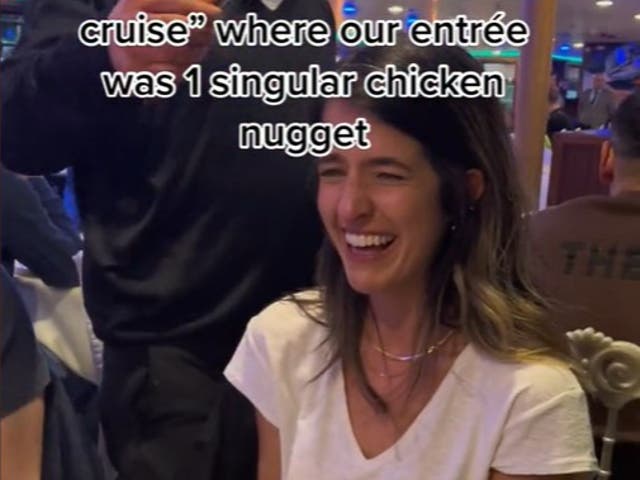 <p>Allison’s group laughs hysterically as they’re served the lone chicken nugget</p>
