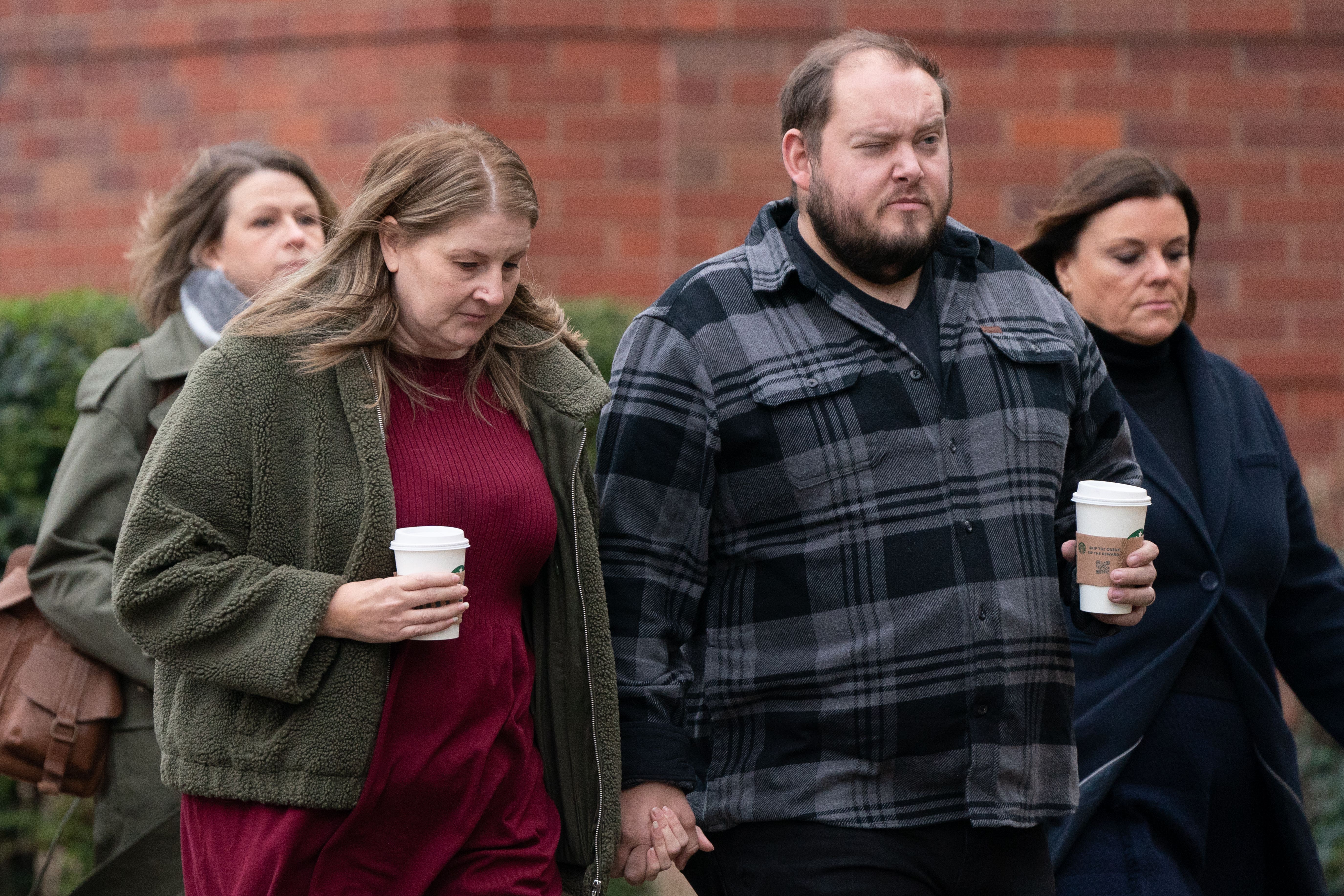 Sarah and Gary Andrews, parents of Wynter Andrews, arrive at Nottingham Magistrates’ Court on Friday (Joe Giddens/PA)