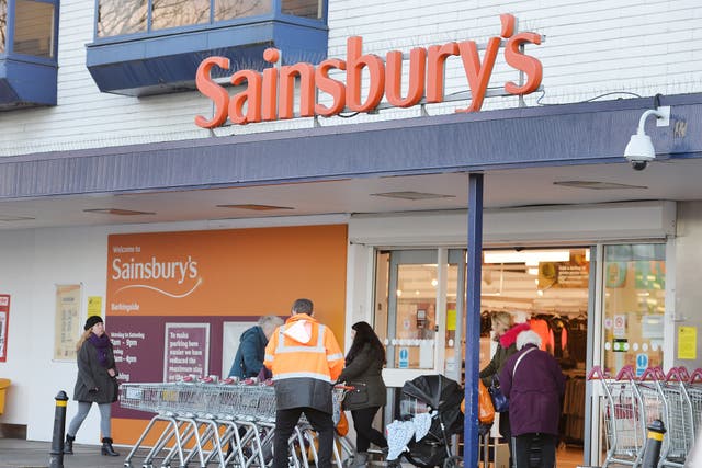 Sainsbury’s saw its shares rise by more than 5% (Andrew Matthews/PA)