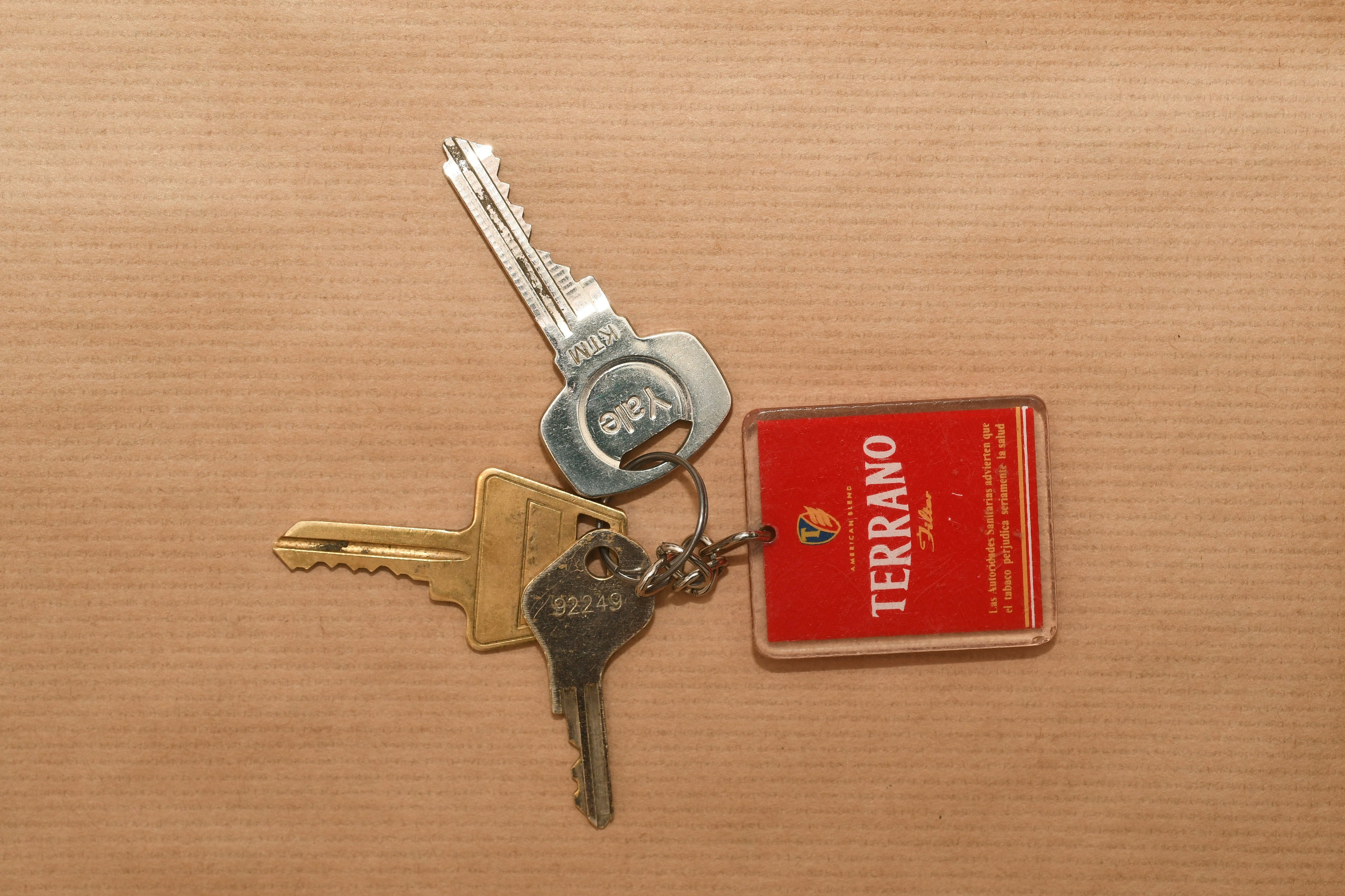 A set of keys with a Spanish keyring, advertising 1990s cigarette brand Terrano was also recovered